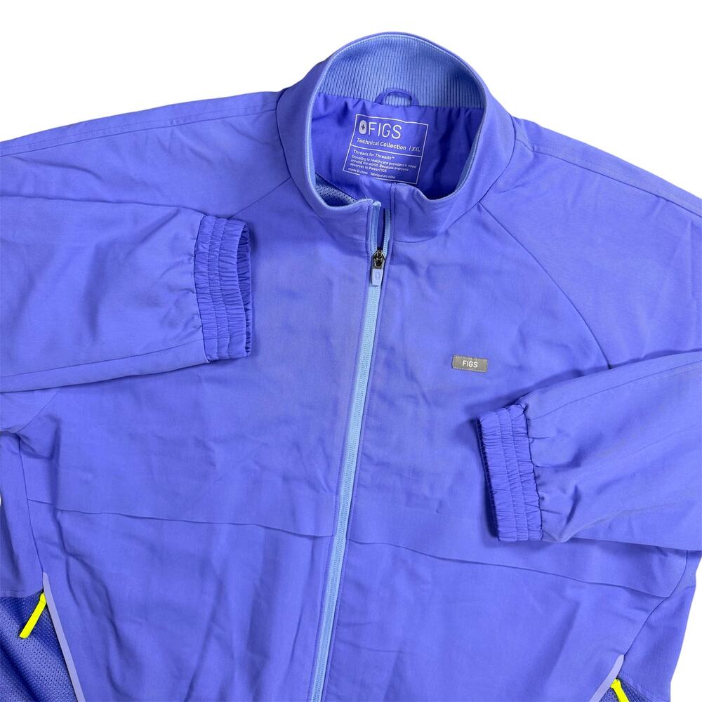 FIGS Women’s 2XL Purple Technical Collection Full Zip Jacket Neon Zippers